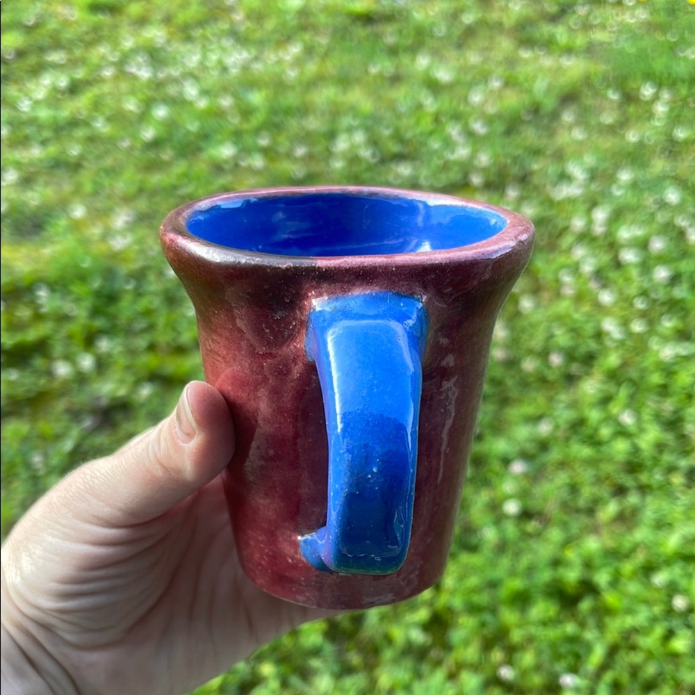 Handcrafted Red and Blue Ceramic Mug - Picture 5 of 7